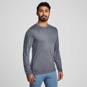 Camiseta Saucony Peregrine Merino Long Sleeve Hombre Gris | COLOMBIA-BRMS