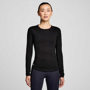 Camiseta Saucony Peregrine Merino Long Sleeve Mujer Negras | COLOMBIA-QZKX