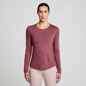 Camiseta Saucony Peregrine Merino Long Sleeve Mujer Rojas | COLOMBIA-XWLQ