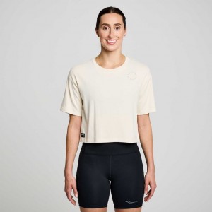 Camiseta Saucony Recovery Boxy Mujer Blancas | COLOMBIA-VQKX