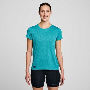 Camiseta Saucony Stopwatch Corta Sleeve Mujer Turquesa | COLOMBIA-VWOI