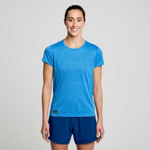 Camiseta Saucony Stopwatch Corta Sleeve Mujer Azules | COLOMBIA-DEVN