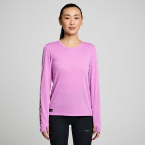 Camiseta Saucony Stopwatch Graphic Long Sleeve Mujer Moradas | COLOMBIA-MXPV