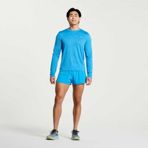 Camiseta Saucony Stopwatch Long Sleeve Hombre Azules | COLOMBIA-AEDW