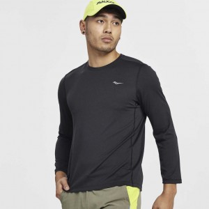 Camiseta Saucony Stopwatch Long Sleeve Hombre Negras | COLOMBIA-SOLU