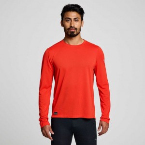 Camiseta Saucony Stopwatch Long Sleeve Hombre Rojas | COLOMBIA-KNDU