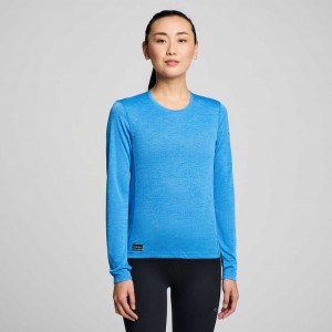 Camiseta Saucony Stopwatch Long Sleeve Mujer Azules | COLOMBIA-XODB