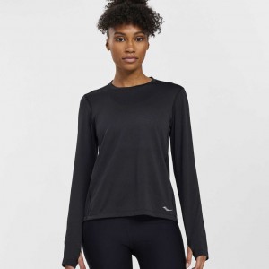 Camiseta Saucony Stopwatch Long Sleeve Mujer Negras | COLOMBIA-CKHR