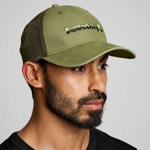 Gorras De Camionero Saucony Adjustable Snap Back Hombre Verde Oliva | COLOMBIA-TDBZ