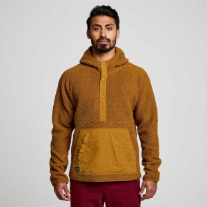 Sudadera con Capucha Saucony Recovery Sherpa Pullover Hombre Marrones | COLOMBIA-BHYK