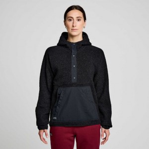 Sudadera con Capucha Saucony Recovery Sherpa Pullover Mujer Negras | COLOMBIA-NDKJ