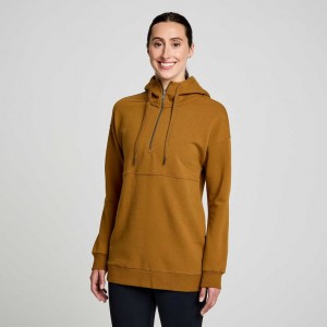 Sudadera con Capucha Saucony Recovery Zip Tunic Mujer Marrones | COLOMBIA-PUFG