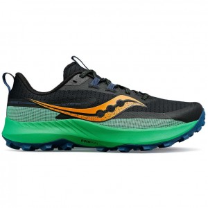 Tenis Trail Running Saucony Peregrine 13 Hombre Negras Verde | COLOMBIA-RAZW