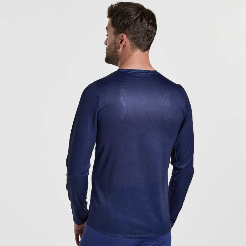 Camiseta Saucony Elite Long Sleeve Hombre Azul Marino | COLOMBIA-VRAD