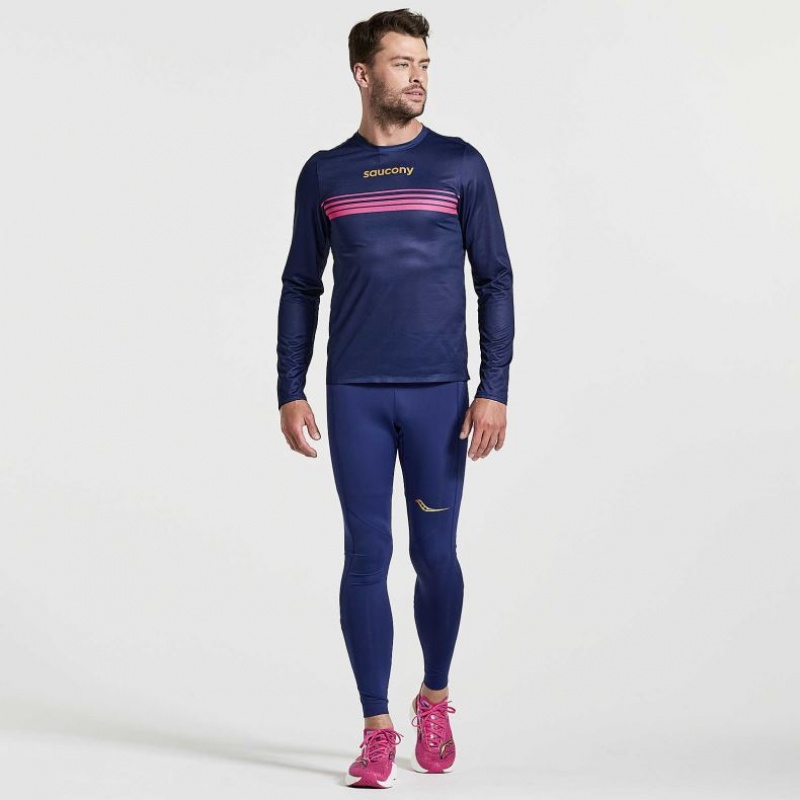 Camiseta Saucony Elite Long Sleeve Hombre Azul Marino | COLOMBIA-VRAD