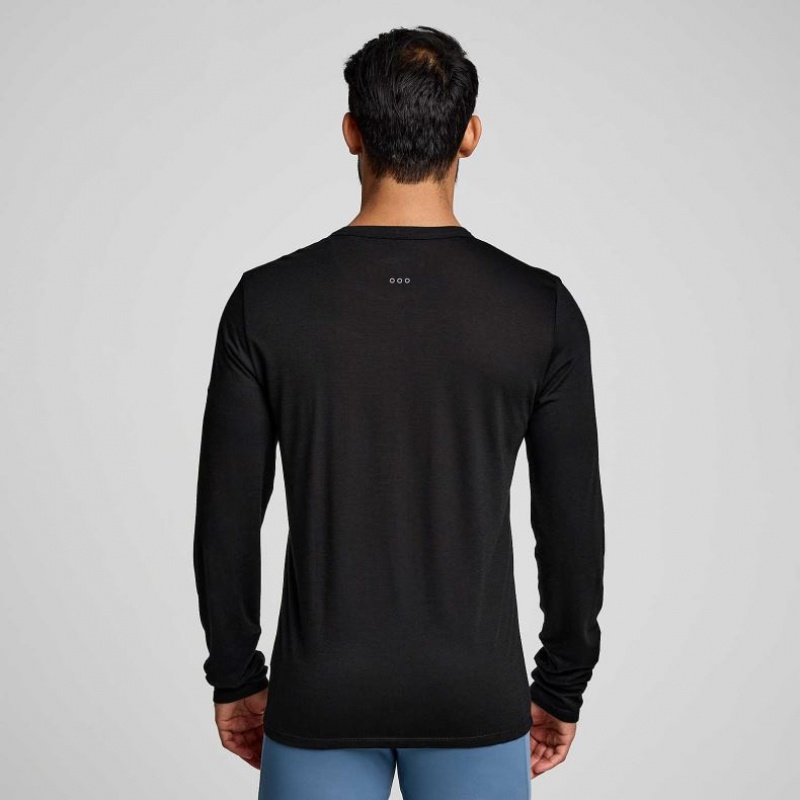 Camiseta Saucony Peregrine Merino Long Sleeve Hombre Negras | COLOMBIA-EWSK