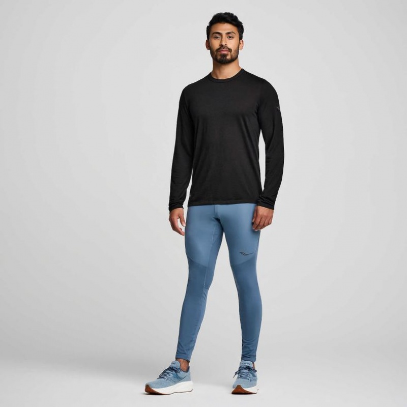 Camiseta Saucony Peregrine Merino Long Sleeve Hombre Negras | COLOMBIA-EWSK