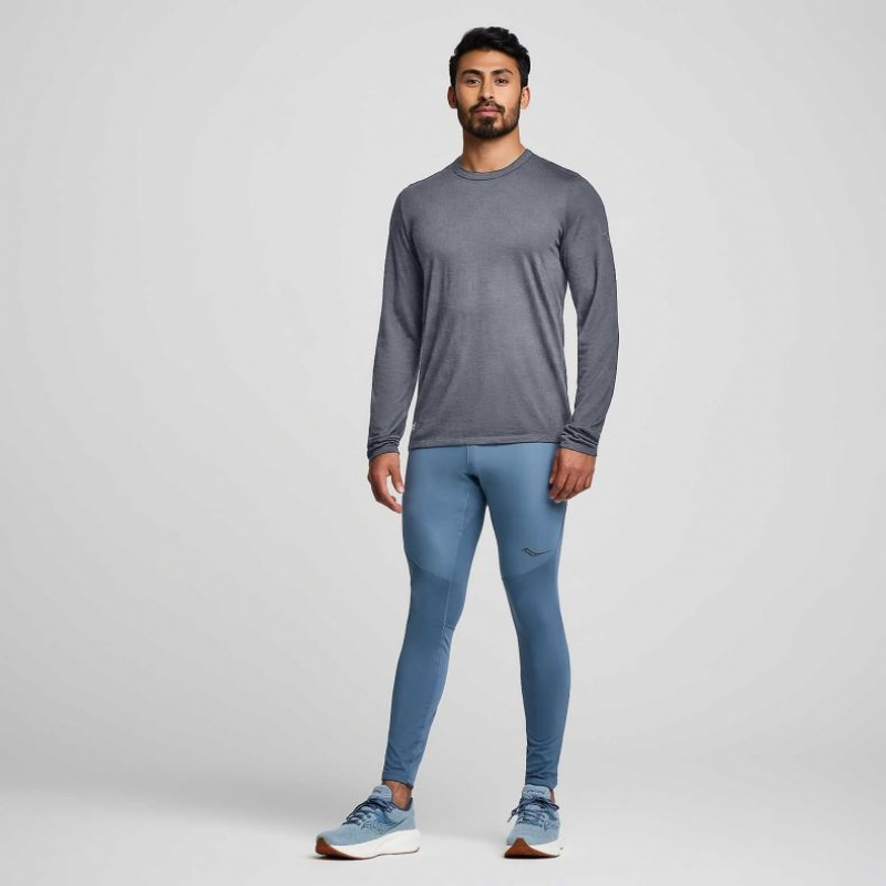 Camiseta Saucony Peregrine Merino Long Sleeve Hombre Gris | COLOMBIA-BRMS