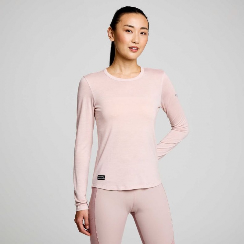 Camiseta Saucony Peregrine Merino Long Sleeve Mujer Rosas | COLOMBIA-SYCJ