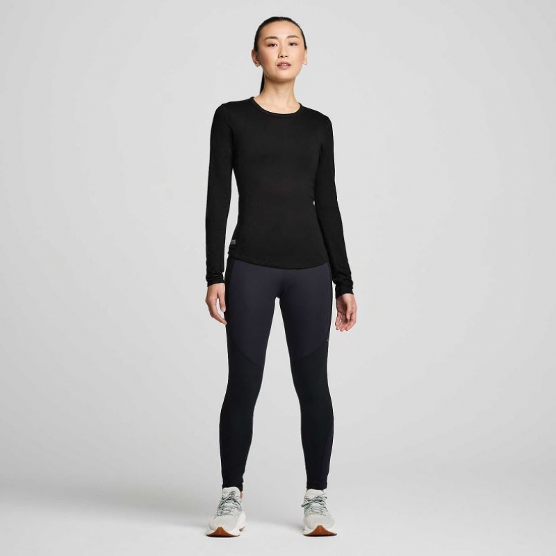 Camiseta Saucony Peregrine Merino Long Sleeve Mujer Negras | COLOMBIA-QZKX