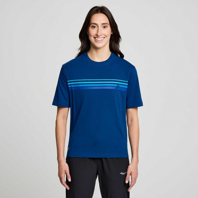 Camiseta Saucony Recovery Corta Sleeve Mujer Indigo | COLOMBIA-VNLH