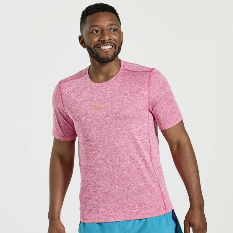 Camiseta Saucony Stopwatch Corta Sleeve Hombre Rosas | COLOMBIA-AJOY