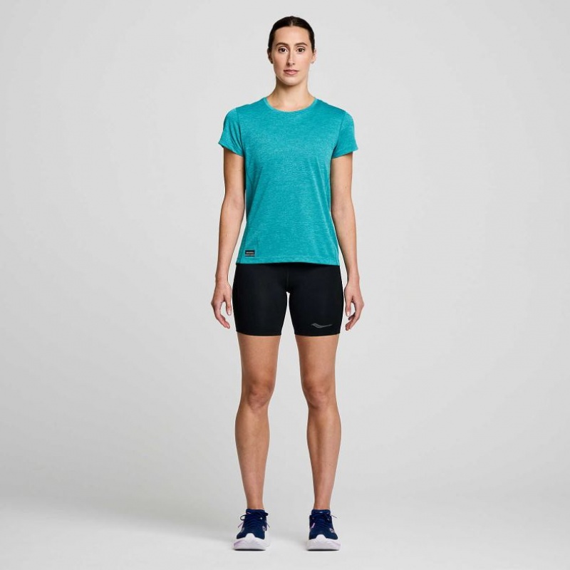 Camiseta Saucony Stopwatch Corta Sleeve Mujer Turquesa | COLOMBIA-VWOI