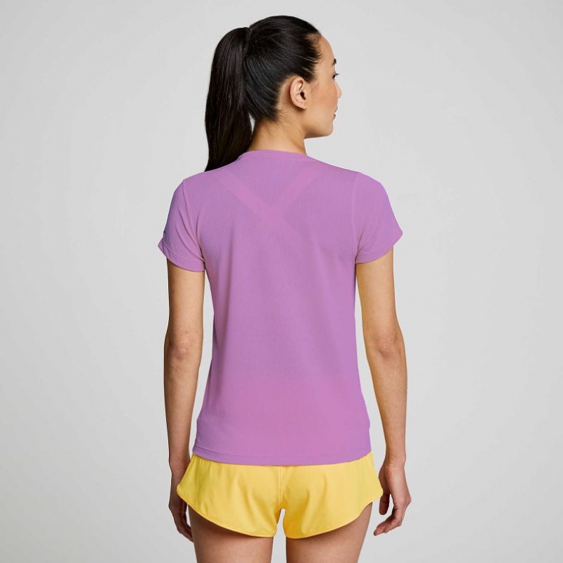 Camiseta Saucony Stopwatch Corta Sleeve Mujer Moradas | COLOMBIA-BVUR