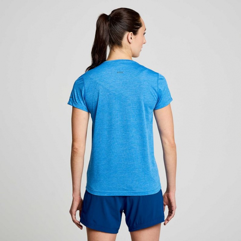 Camiseta Saucony Stopwatch Corta Sleeve Mujer Azules | COLOMBIA-DEVN