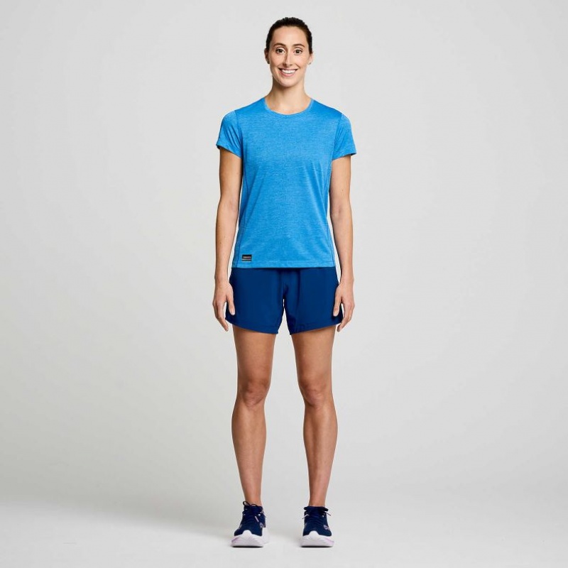 Camiseta Saucony Stopwatch Corta Sleeve Mujer Azules | COLOMBIA-DEVN