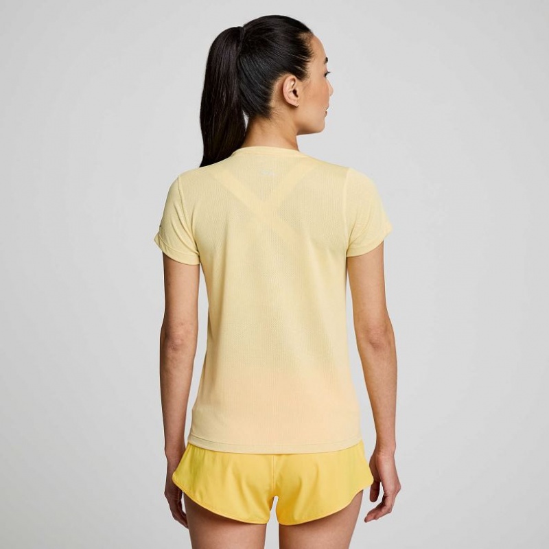 Camiseta Saucony Stopwatch Corta Sleeve Mujer Amarillo | COLOMBIA-MUPQ