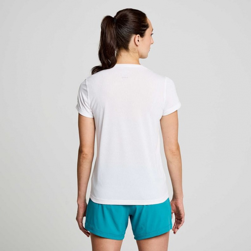 Camiseta Saucony Stopwatch Graphic Corta Sleeve Mujer Blancas | COLOMBIA-BGPN