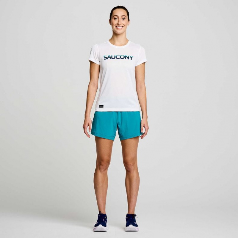 Camiseta Saucony Stopwatch Graphic Corta Sleeve Mujer Blancas | COLOMBIA-BGPN