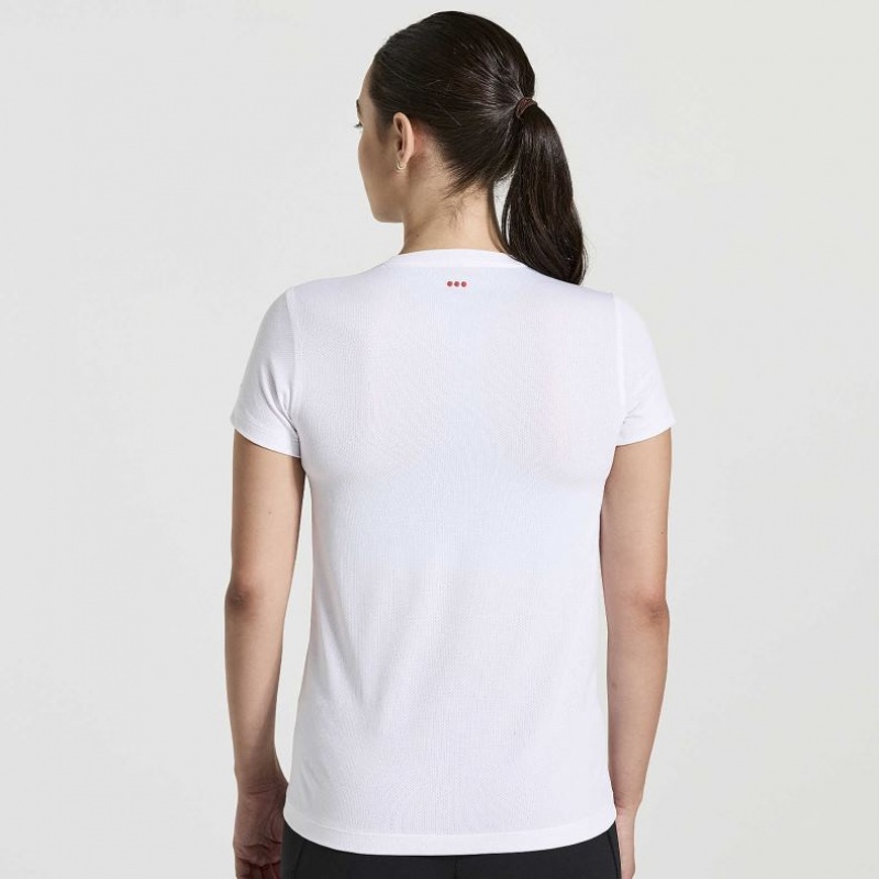 Camiseta Saucony Stopwatch Graphic Corta Sleeve Mujer Blancas | COLOMBIA-OBNQ