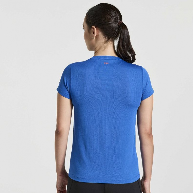 Camiseta Saucony Stopwatch Graphic Corta Sleeve Mujer Azules | COLOMBIA-CZOY