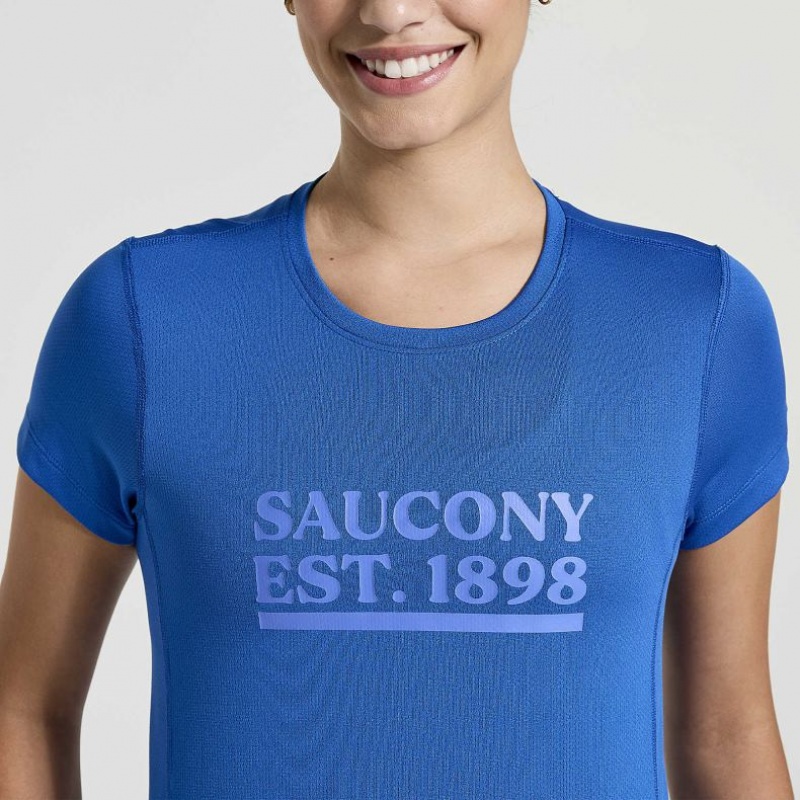 Camiseta Saucony Stopwatch Graphic Corta Sleeve Mujer Azules | COLOMBIA-CZOY