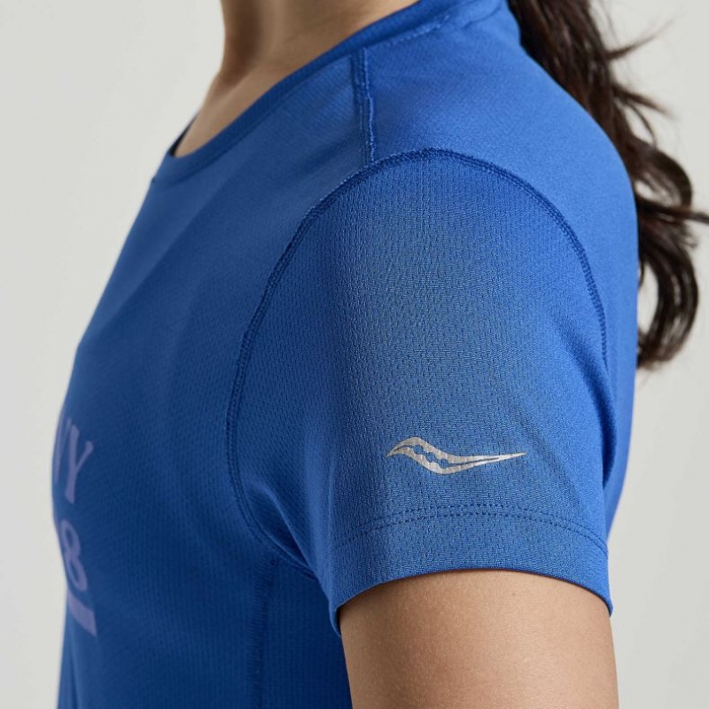 Camiseta Saucony Stopwatch Graphic Corta Sleeve Mujer Azules | COLOMBIA-CZOY