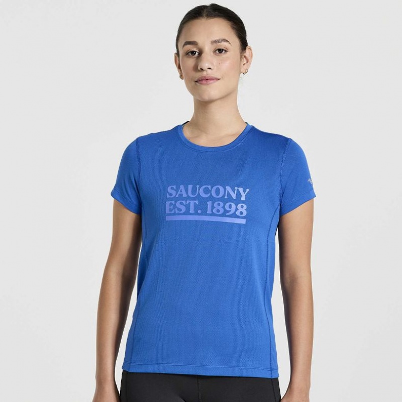 Camiseta Saucony Stopwatch Graphic Corta Sleeve Mujer Azules | COLOMBIA-CZOY