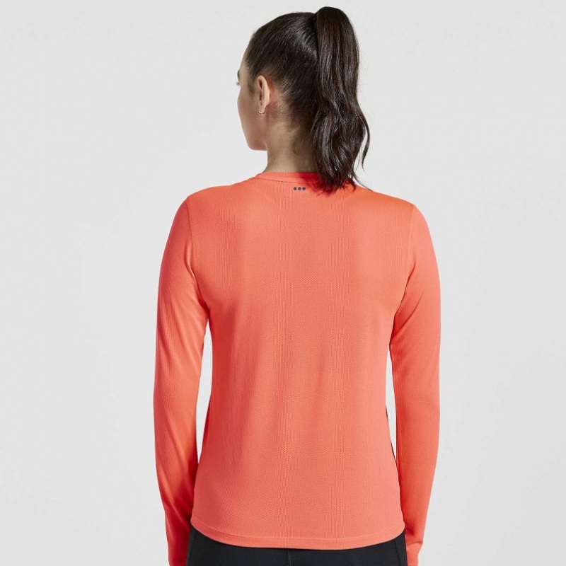 Camiseta Saucony Stopwatch Graphic Long Sleeve Mujer Naranjas | COLOMBIA-KXHJ