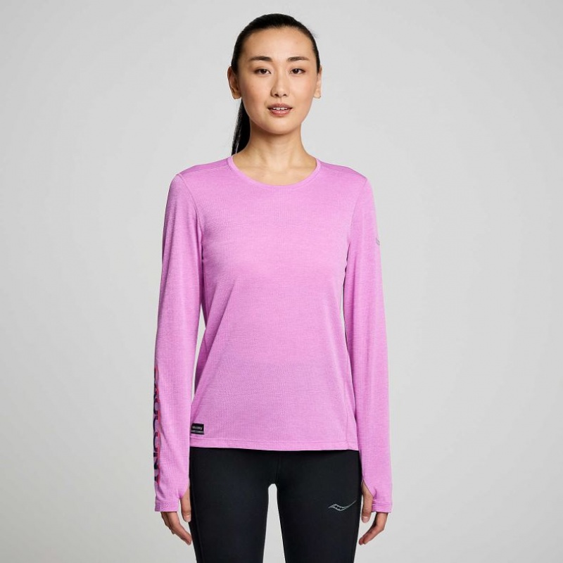 Camiseta Saucony Stopwatch Graphic Long Sleeve Mujer Moradas | COLOMBIA-MXPV