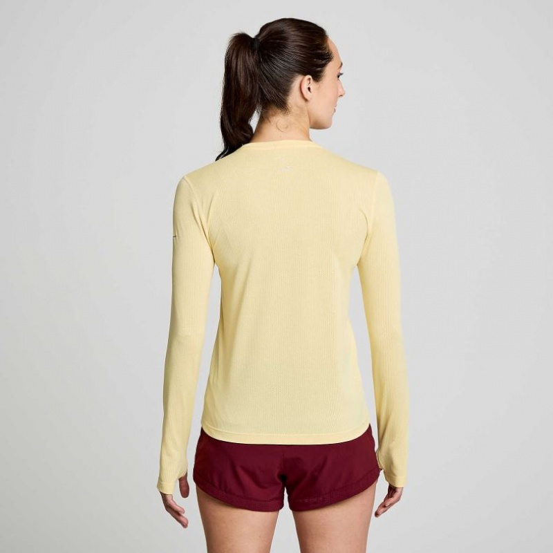 Camiseta Saucony Stopwatch Graphic Long Sleeve Mujer Amarillo | COLOMBIA-VDLE