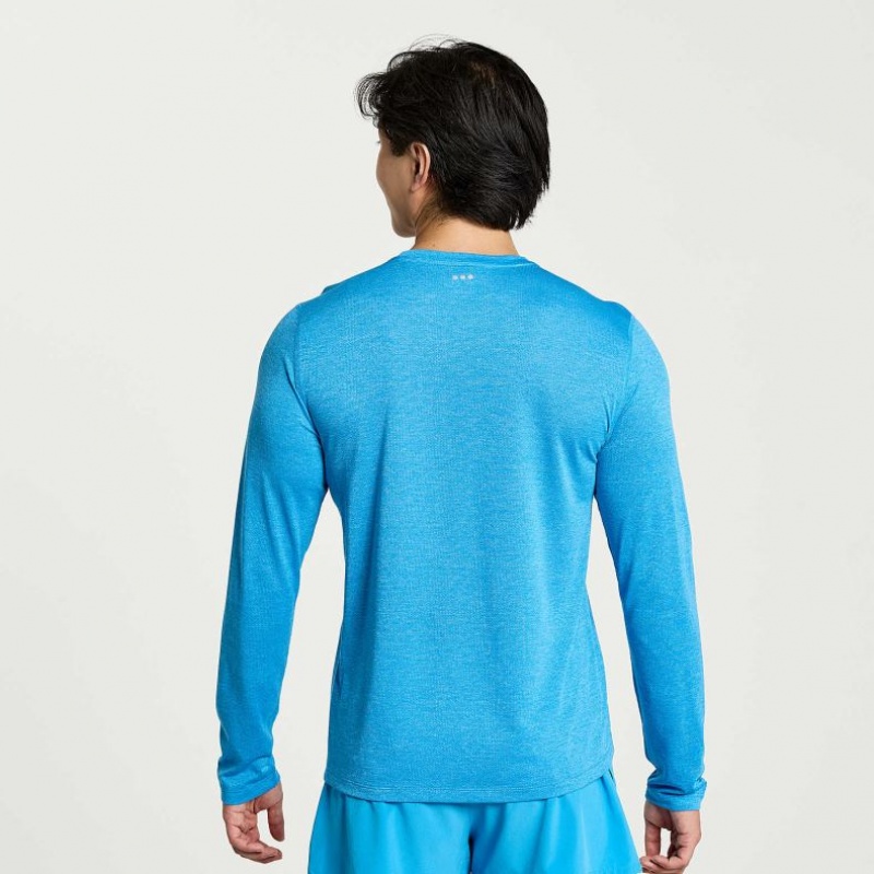 Camiseta Saucony Stopwatch Long Sleeve Hombre Azules | COLOMBIA-AEDW