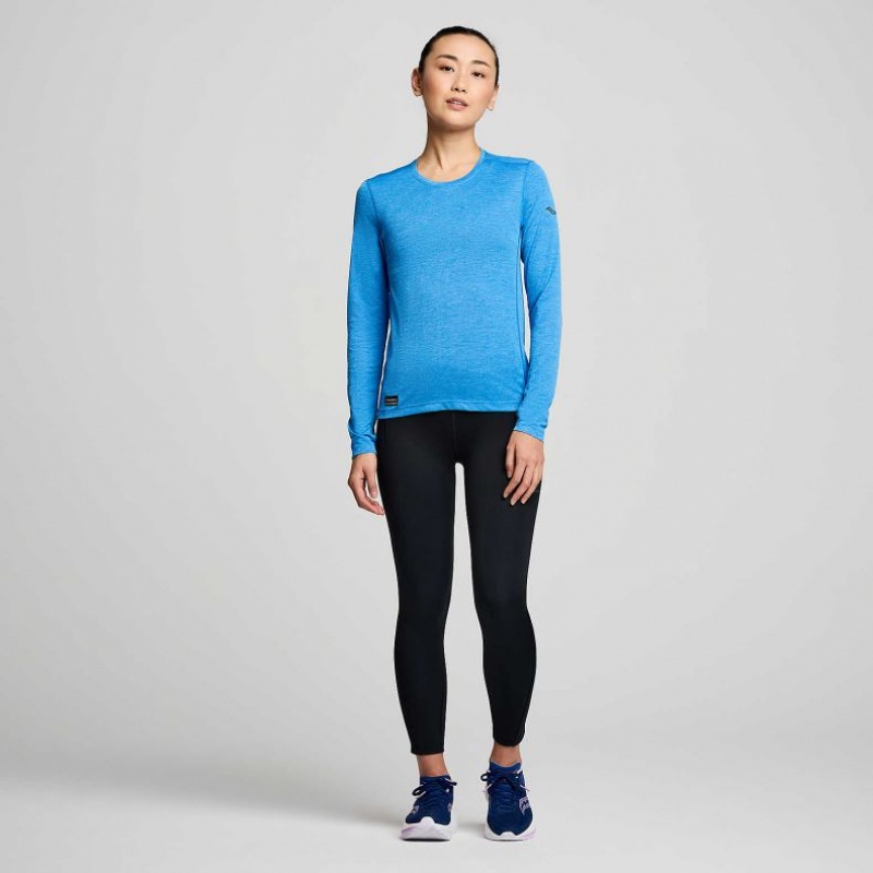 Camiseta Saucony Stopwatch Long Sleeve Mujer Azules | COLOMBIA-XODB