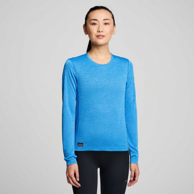 Camiseta Saucony Stopwatch Long Sleeve Mujer Azules | COLOMBIA-XODB