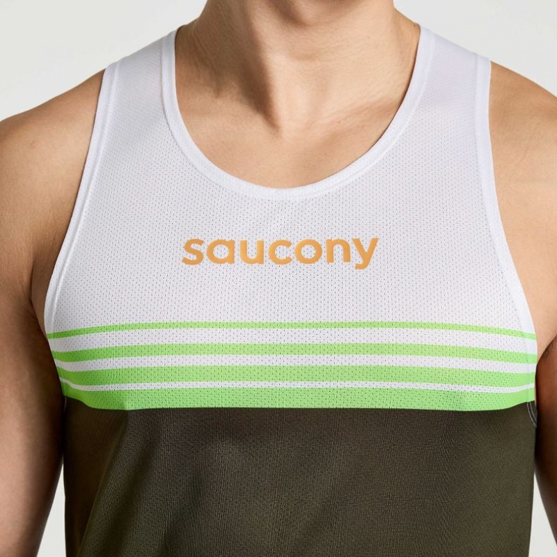 Camiseta Tirantes Saucony Elite Singlet Hombre Blancas Negras | COLOMBIA-IYWT