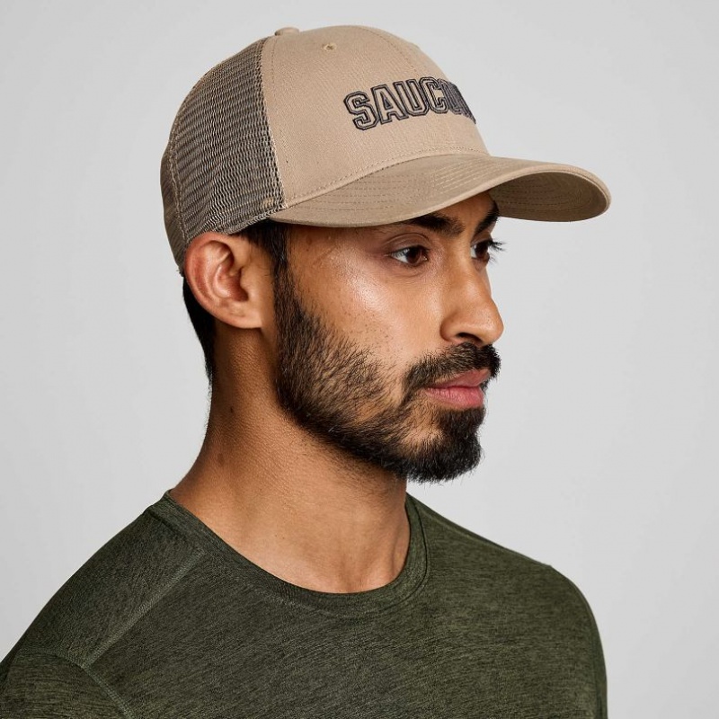 Gorras De Camionero Saucony Adjustable Snap Back Hombre Beige | COLOMBIA-KVSW