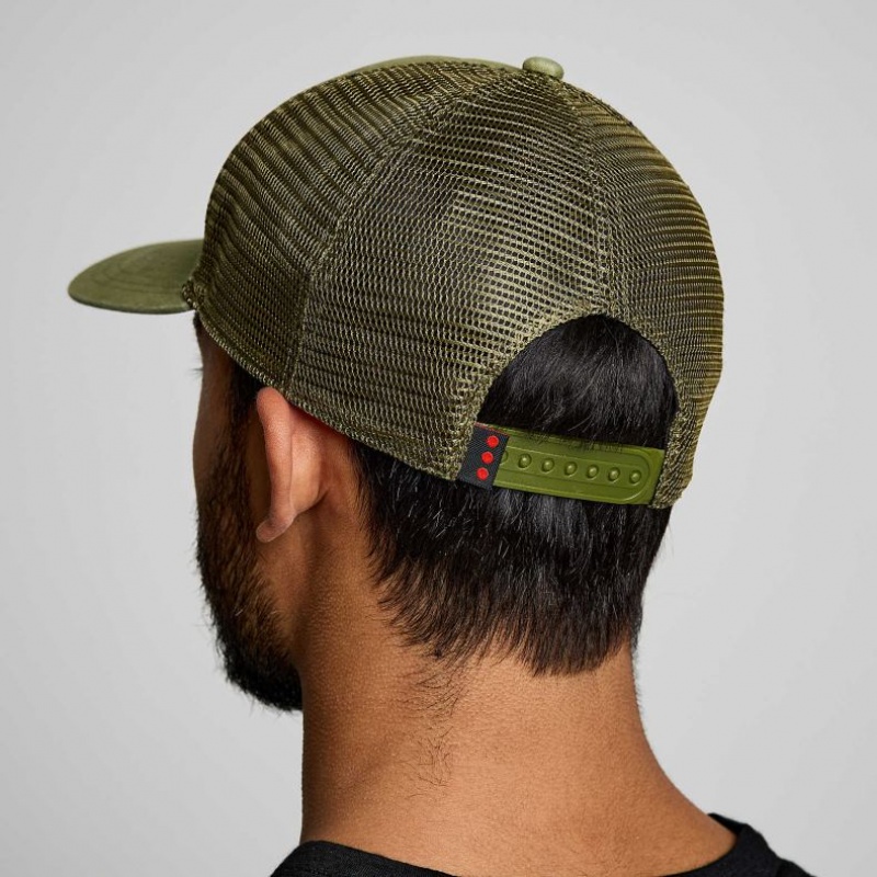 Gorras De Camionero Saucony Adjustable Snap Back Hombre Verde Oliva | COLOMBIA-TDBZ