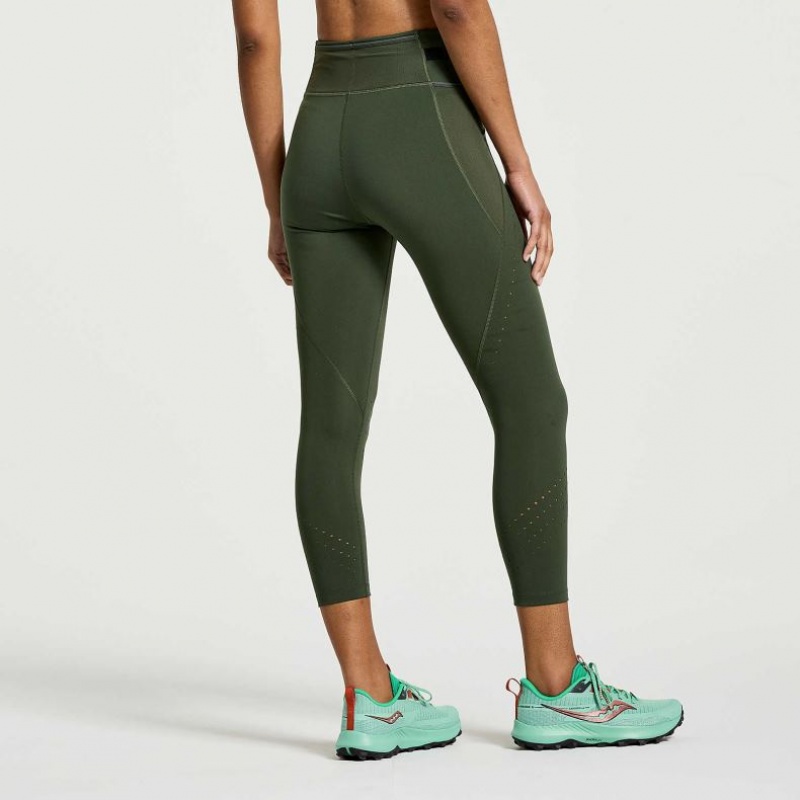 Mallas Saucony Explorer Utility Crop Mujer Verde Oscuro | COLOMBIA-WAEN