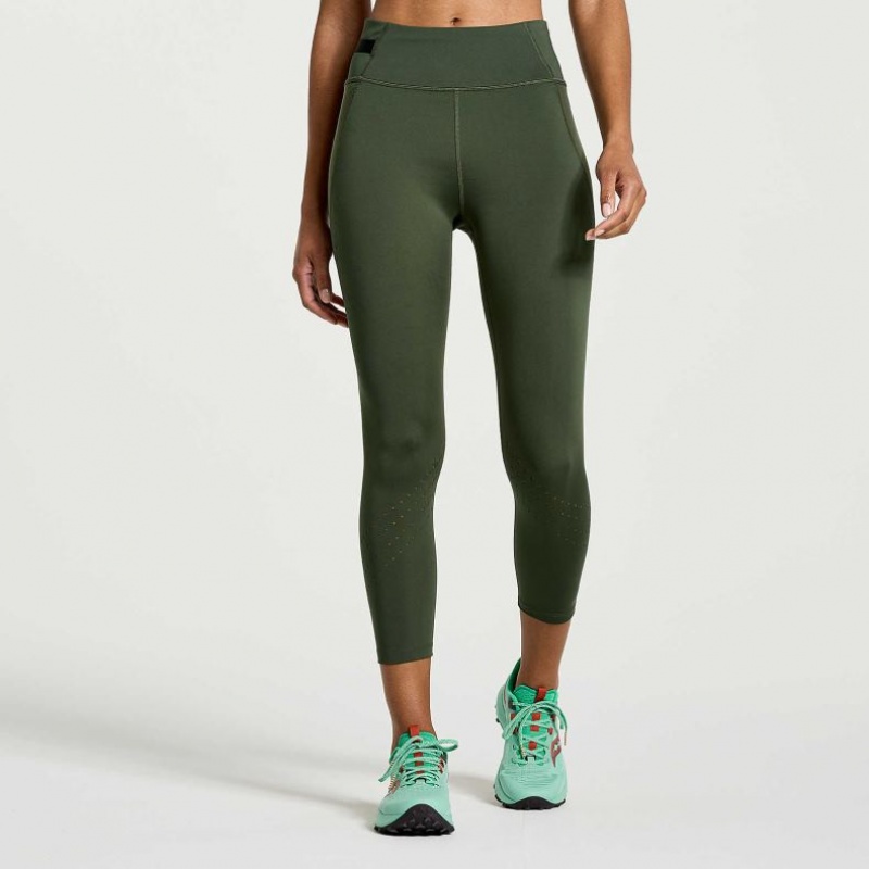 Mallas Saucony Explorer Utility Crop Mujer Verde Oscuro | COLOMBIA-WAEN