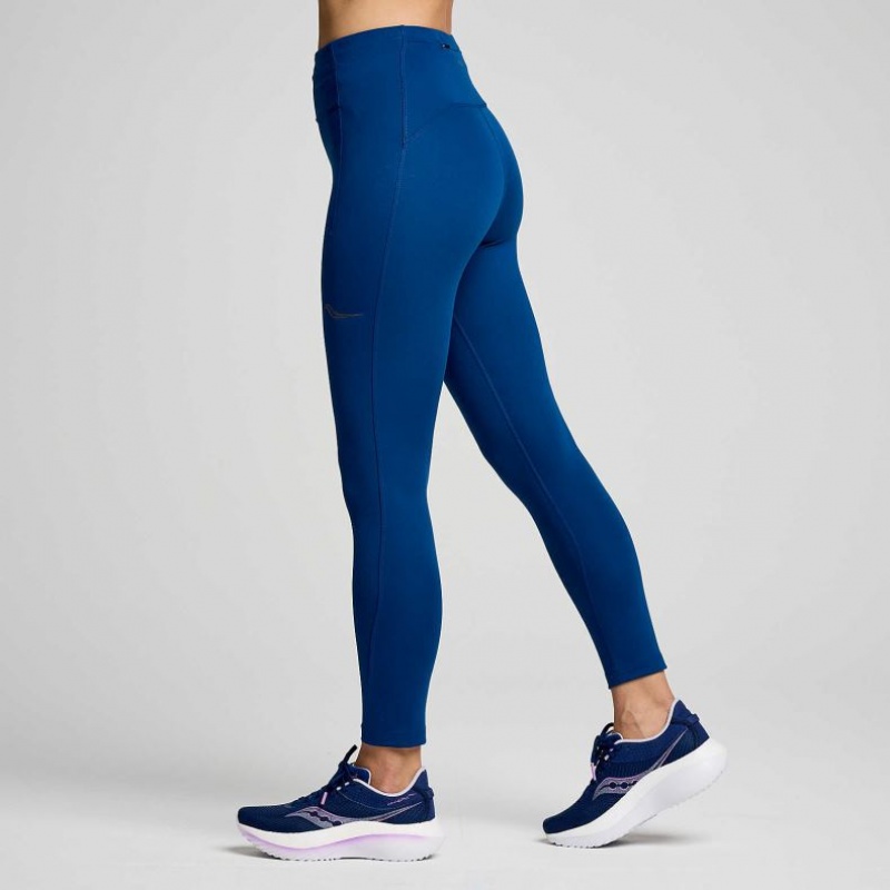 Mallas Saucony Fortify Crop Mujer Indigo | COLOMBIA-ZFLG